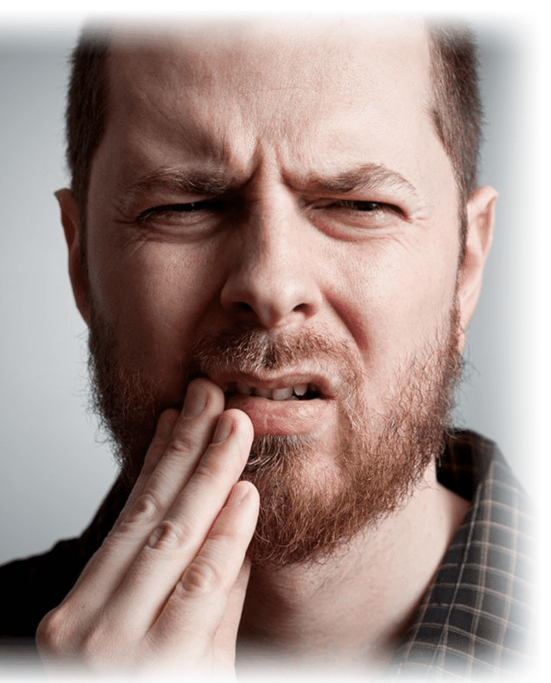 A man suffers from a toothache in Long Beach, CA